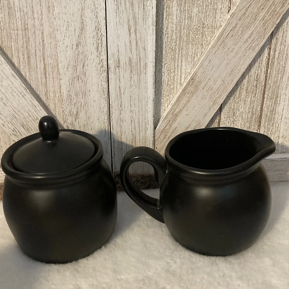 Rae Dunn Creamy and Sweet Serve Set in Black